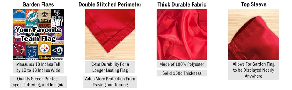 Garden Flags, Double Stitched Perimeter, Thick Durable Fabric, Top Sleeve