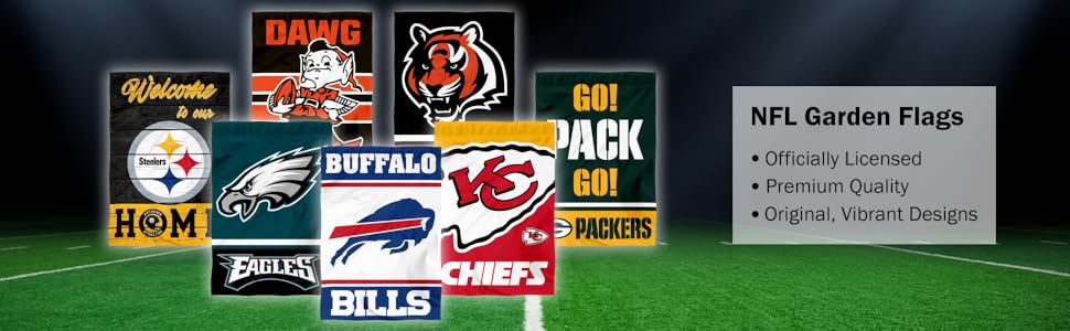 NFL Garden Flags, Officially Licensed, Premium Quality, Original/Vibrant Designs