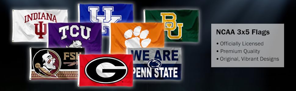 NCAA 3x5 Flags, Officially Licensed, Premium Quality, Original/Vibrant Design