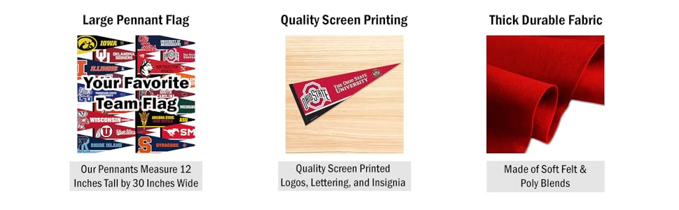 Large Pennant Flag, Quality Screen Printing, Thick Durable Fabric