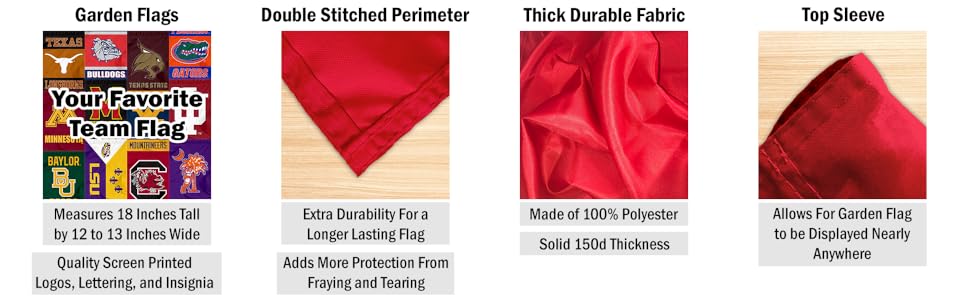 Garden Flags, Double Stitched Perimeter, Thick Durable Fabric, Top Sleeve