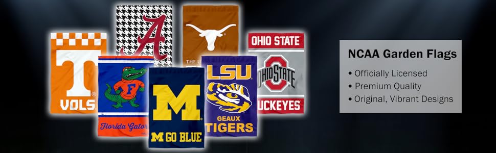 NCAA Garden Flags, Officially Licensed, Premium Quality, Original/Vibrant Designs