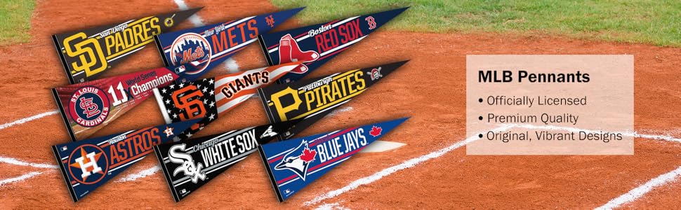 MLB Pennants, Officially Licensed, Premium Quality, Original/Vibrant Designs