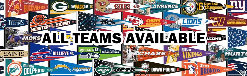 NFL Pennants, All Teams Available