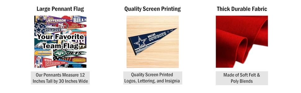 Large Pennant Flag, Quality Screen Printing, Thick Durable Fabric